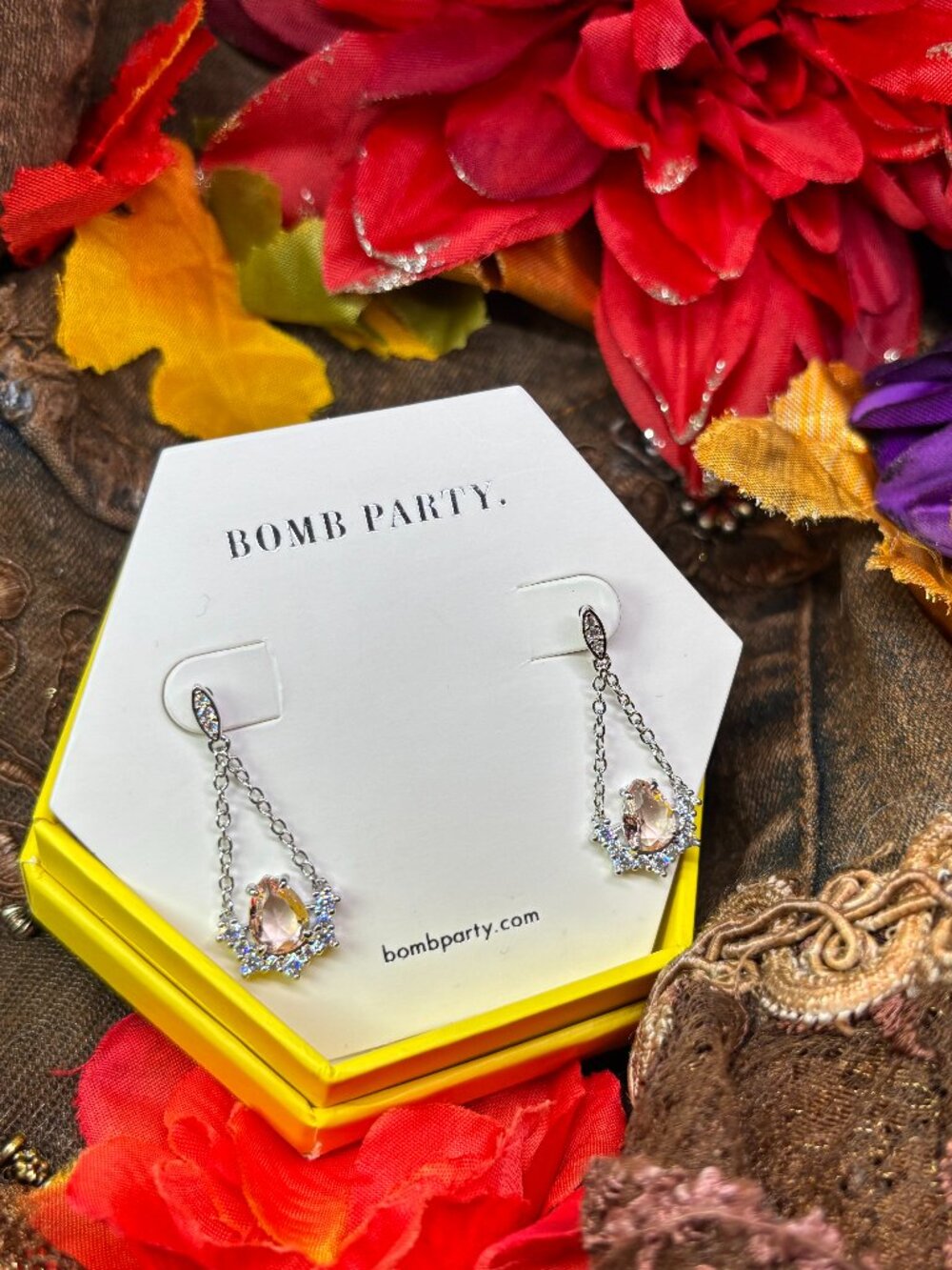 Bomb Party "Just A Dream" Morganite Luxury Drop Earrings RBP3508 MSRP $74